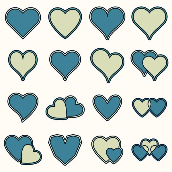 Iconos de forma de corazón contra fondo blanco — Vector de stock