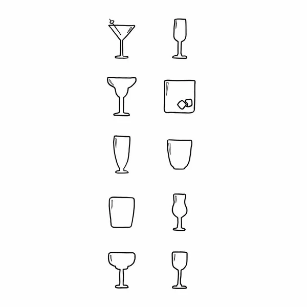 Vector set of various drink glasses — Stock Vector