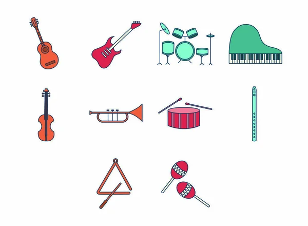 Conjunto vectorial de instrumentos musicales — Vector de stock