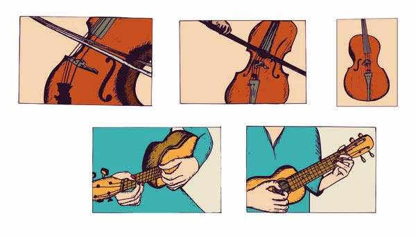 Artista tocando instrumento musical — Vector de stock