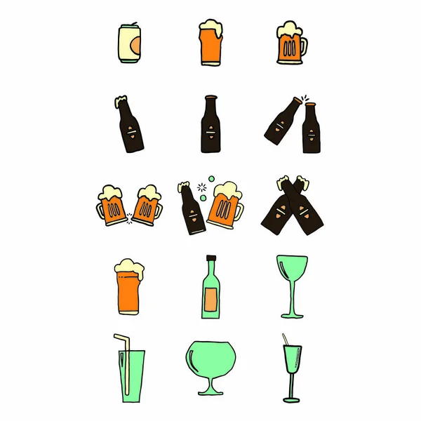 Conjunto de vetor de vários copos de bebida — Vetor de Stock