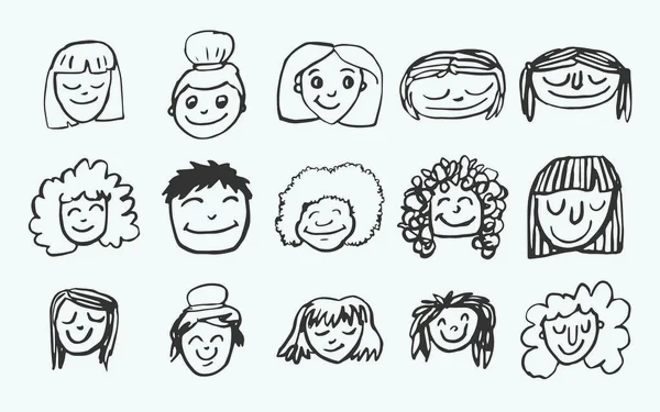 Zestaw ikon wektorowych twarze dzieci — Wektor stockowy