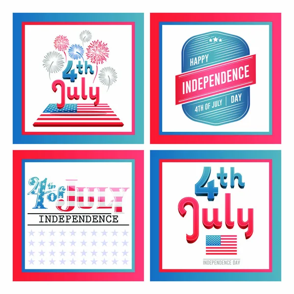 Vector set of independence day celebration — Stock Vector