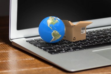 dünyanın açık kurye kutusu ile 3D görüntü