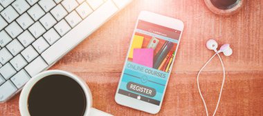 Kulaklıklar ile beyaz smartphone