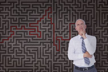 Adam düşünme karşı bir labirent 3d arka plan