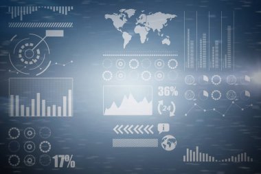 Bileşik 3d görüntü bağlantı nokta mavi zemin üzerine