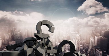 cityscape Lirası simge ile 3D kırık Beton taş