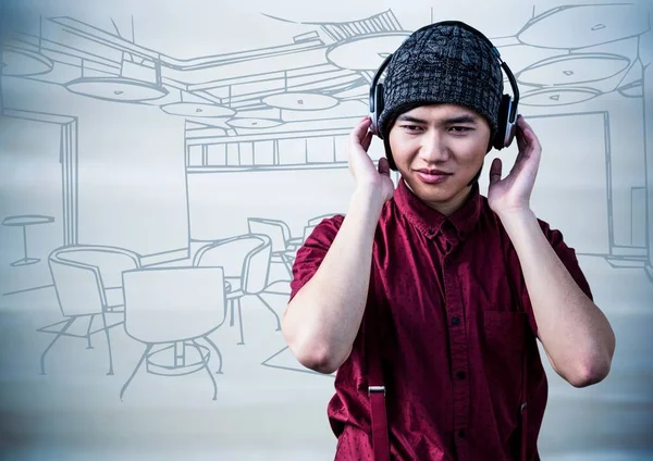 Millennial hombre con auriculares — Foto de Stock