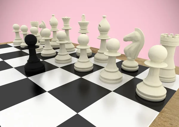 Шахматные фигуры на розовом фоне — стоковое фото