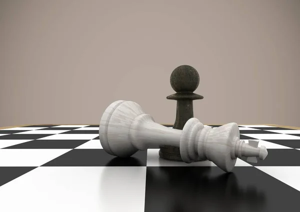 Schackpjäser mot brun bakgrund — Stockfoto