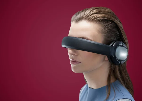 Nő virtuális valóság headset — Stock Fotó