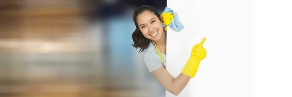 Cleaner with white board with bright background — Stock Photo, Image