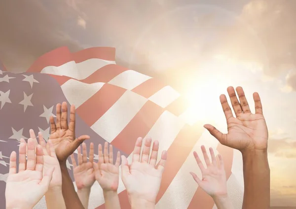 Hands up for independence day — Stock Photo, Image