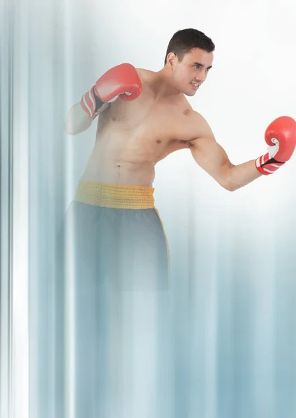 Boxer fighter man with transition — Stock Photo, Image