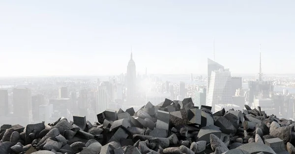 Broken concrete pile and in cityscape — Stock Photo, Image