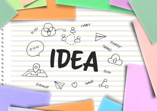 Idea parola su blocco note — Foto Stock