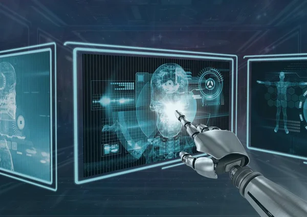 3D robot hand interacting with medical 3d interfaces