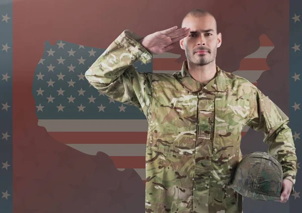 Katonai tisztelegve elleni amerikai zászló — Stock Fotó