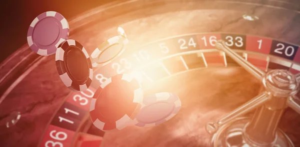 Kompozit kép 3d szerencsejáték-zsetonokat illusztrációja — Stock Fotó