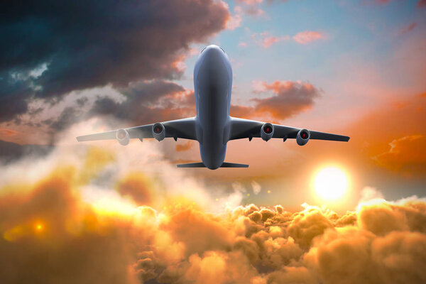 Composite 3d image of graphic airplane