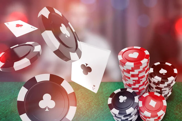 Token de casino negro con el símbolo de clubes — Foto de Stock