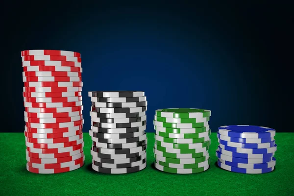 Gambling chips against blue background with vignette — Stock Photo, Image