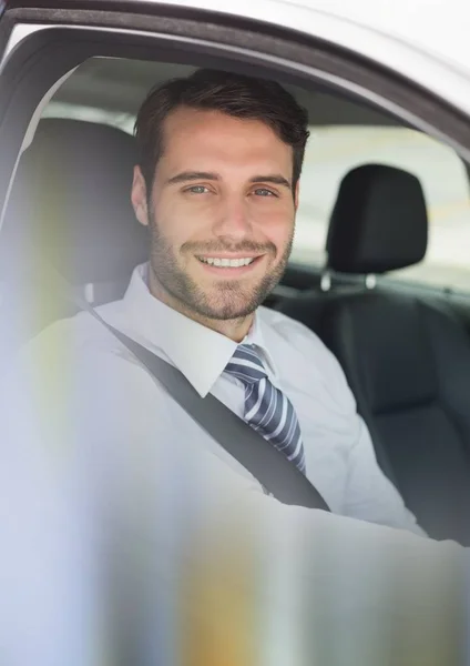 Mann im Auto mit Übergangseffekt — Stockfoto