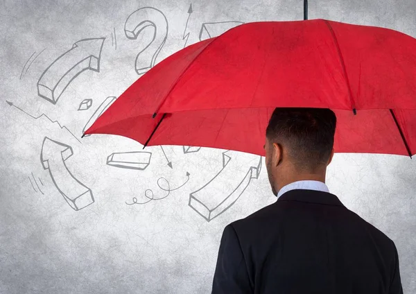 Geschäftsmann mit Regenschirm — Stockfoto