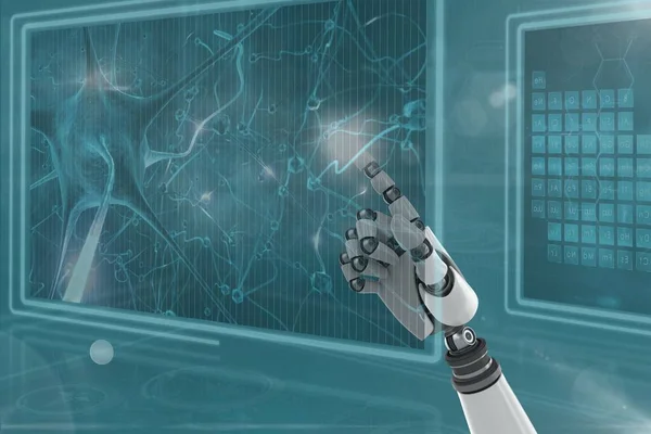 3D-Roboterhand interagiert mit medizinischen Schnittstellen — Stockfoto