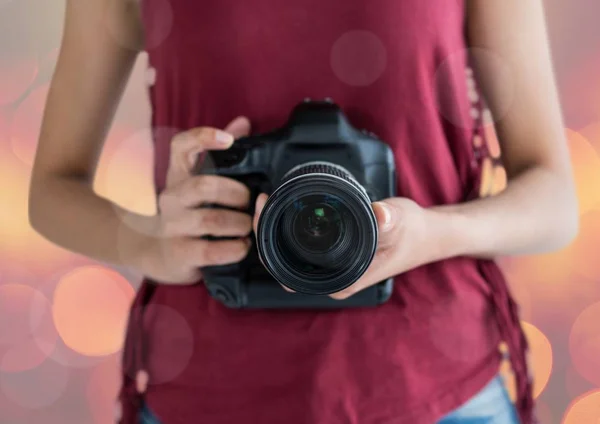 Photographer hands with camera — Stock Photo, Image