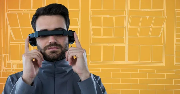 Człowiek w wirtualnej rzeczywistości słuchawki — Zdjęcie stockowe