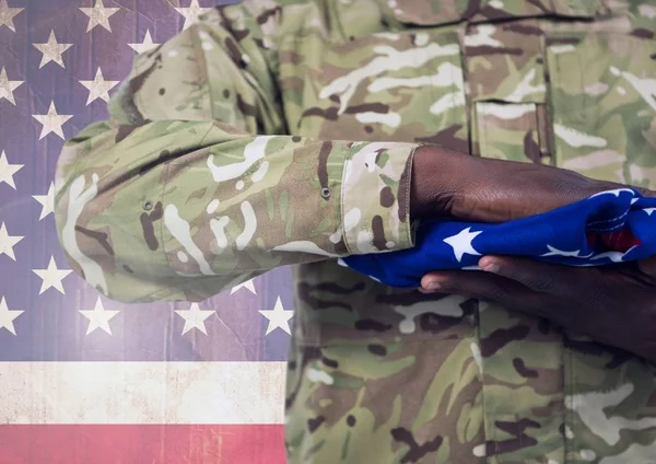 Bandeira americana de detenção militar — Fotografia de Stock