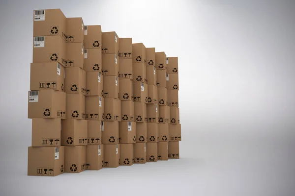 Composietbeeld van bruin verpakt kartonnen dozen — Stockfoto