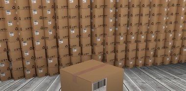 Paketlenmiş kahverengi karton kutunun birçok parçalardan oluşan imge