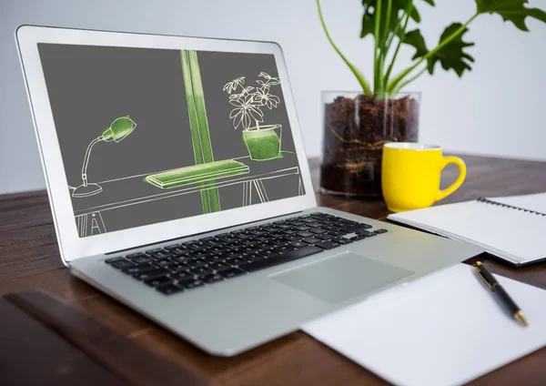 Computer on a desk with the design — Stock Photo, Image