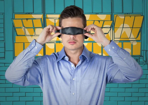 Obchodní muž v soupravu pro virtuální realitu — Stock fotografie