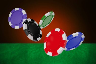 skeç ile turuncu arka plana karşı kumar fişleri