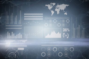 Siyah arka plan tonları ile bileşik 3d görüntü