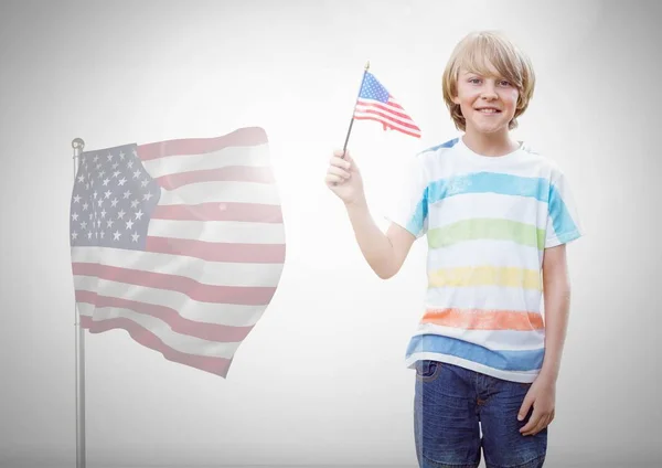 Child holding american flag — Stock Photo, Image