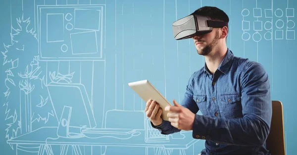 Mann im Virtual-Reality-Headset — Stockfoto