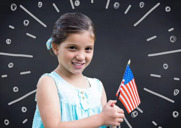 Chica sosteniendo bandera americana — Foto de Stock