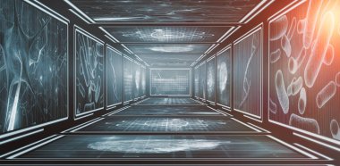 Mavi arabirimleri ile 3D teknoloji ekranları