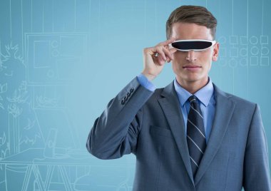 İş adamı sanal gerçeklik kulaklık