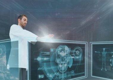 Adam doktor 3D tıbbi arabirimleri ile etkileşim