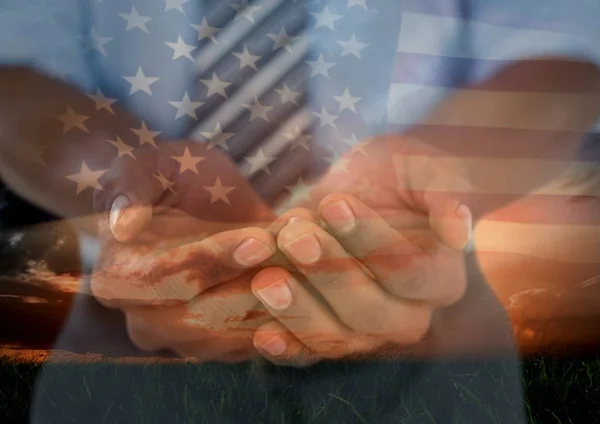 Hands cupped for independence day — Stock Photo, Image