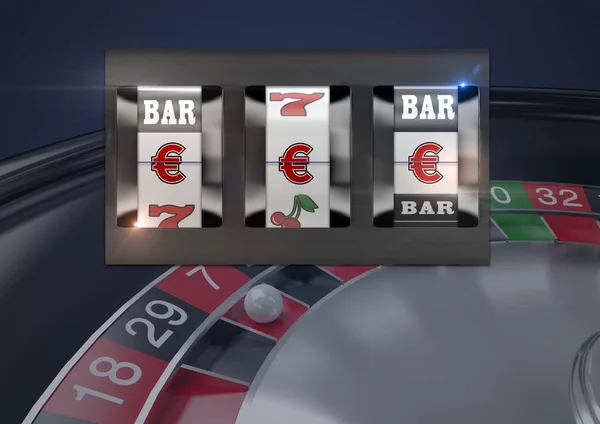 3D kasino slot stroj před ruleta — Stock fotografie