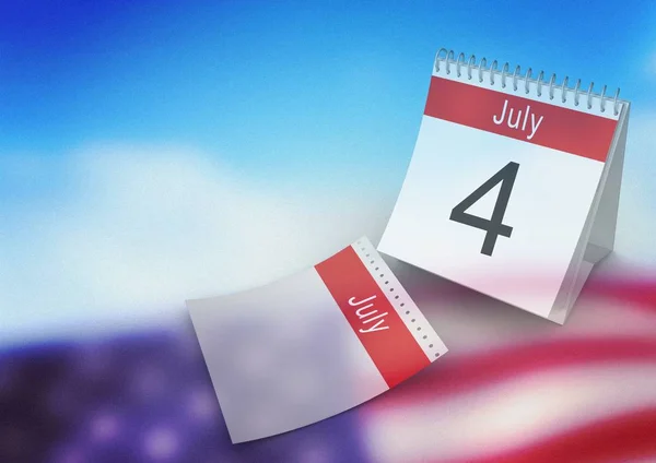 3d juli kalender gegen amerikanische flagge — Stockfoto