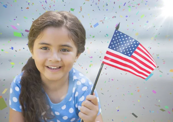 Chica con bandera americana — Foto de Stock