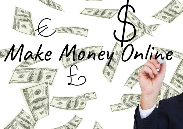 Hand skriftligen göra pengar online — Stockfoto